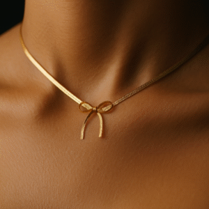 Golden Whisper Bow Necklace